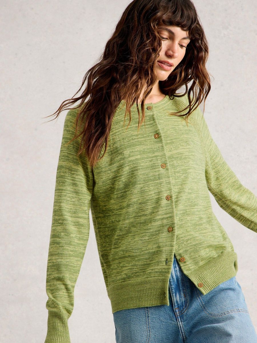 Grüne Strickjacke aus Bio-Baumwolle mit Twistmuster