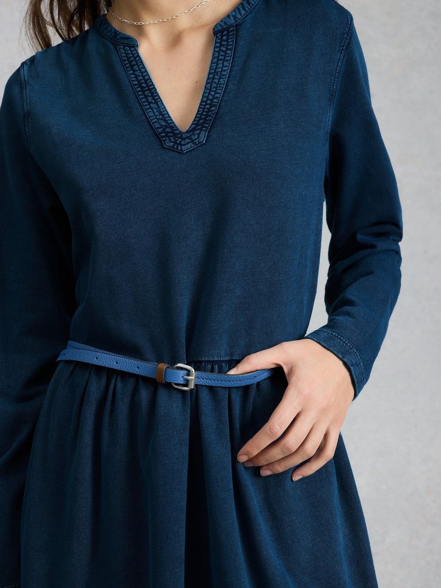 Jersey-Midikleid mit V-Ausschnitt