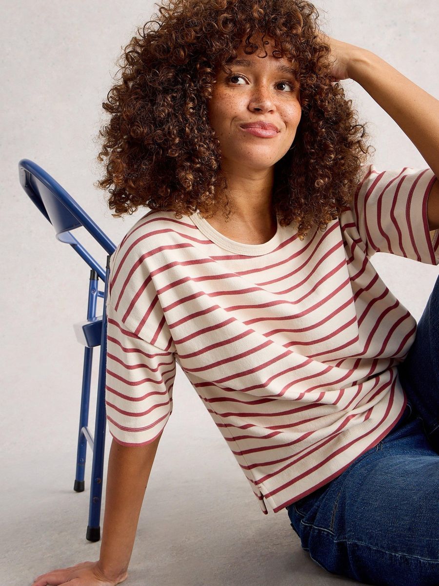 Gestreiftes Boxy T-Shirt aus Bio-Baumwolle