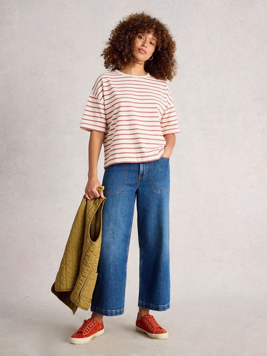 Gestreiftes Boxy T-Shirt aus Bio-Baumwolle