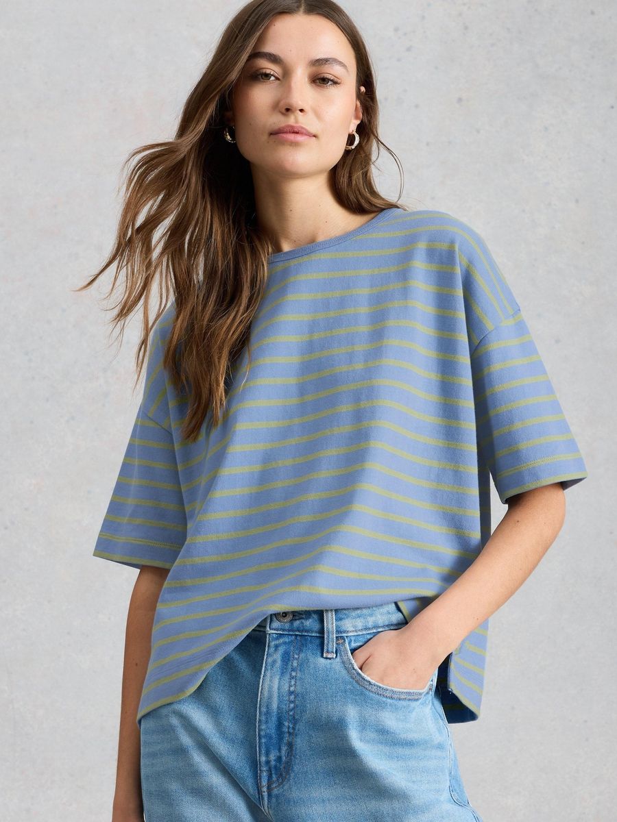 Gestreiftes Boxy T-Shirt aus Bio-Baumwolle
