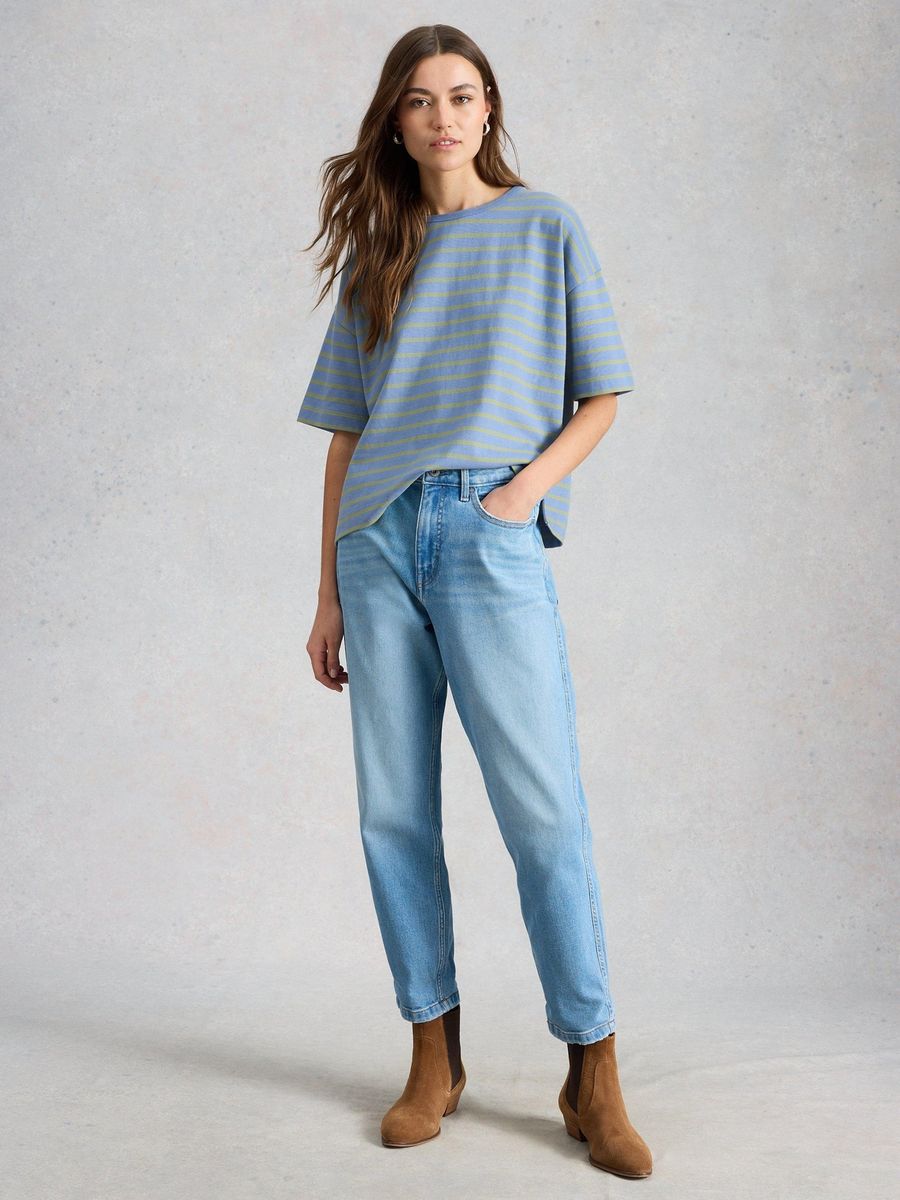Gestreiftes Boxy T-Shirt aus Bio-Baumwolle