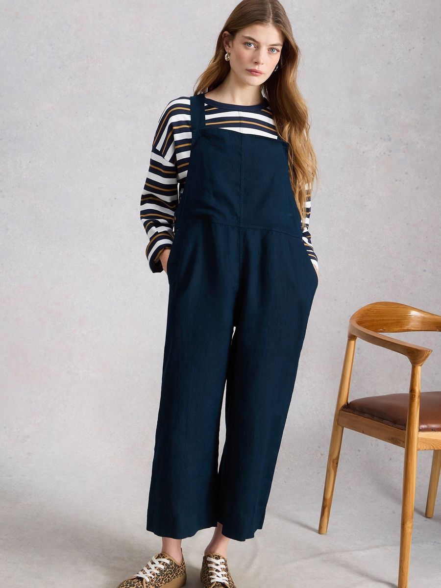 Damen Leinen Overall Jumpsuit