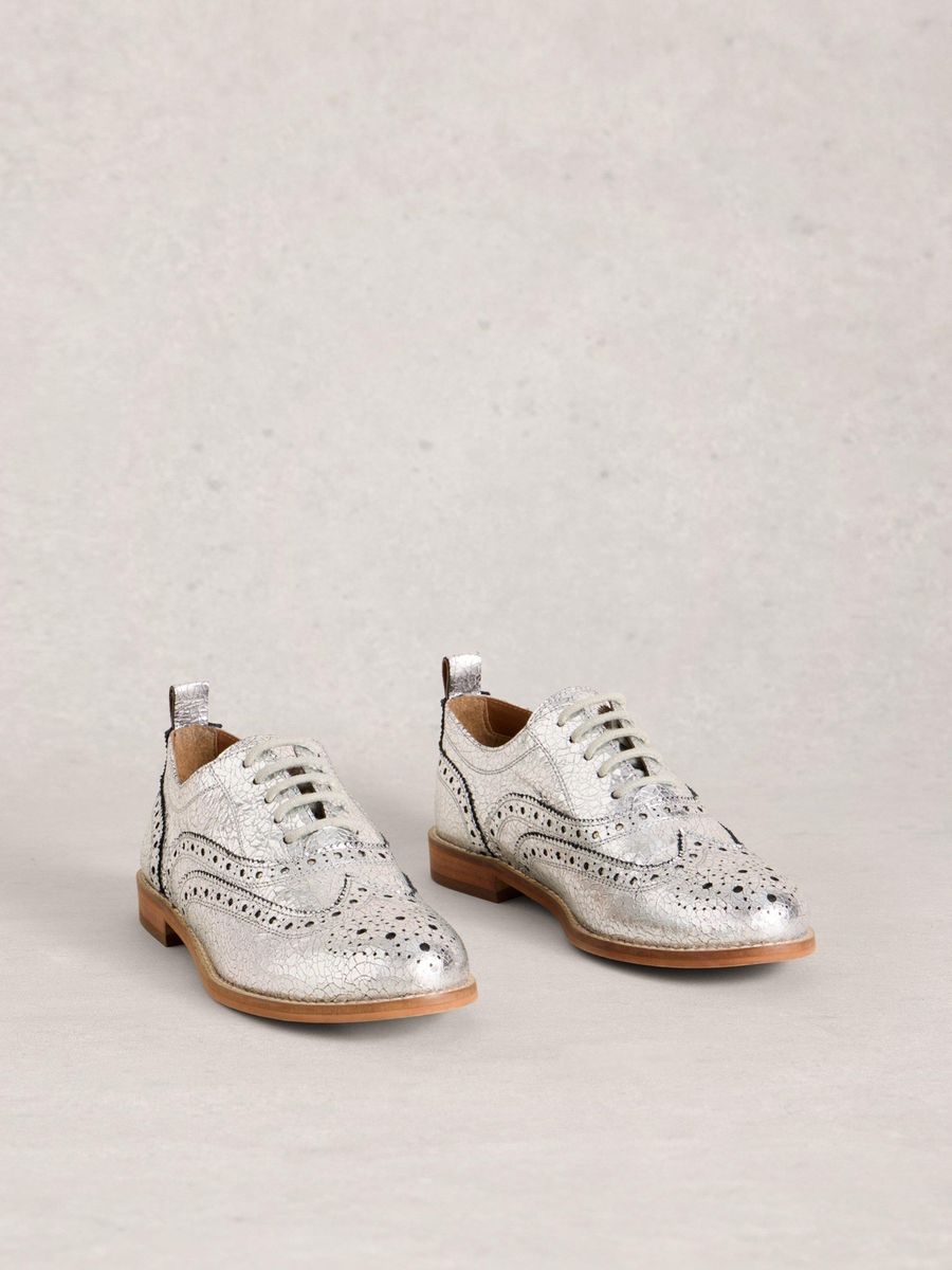 Metallic Oxford Brogue Lederschuhe