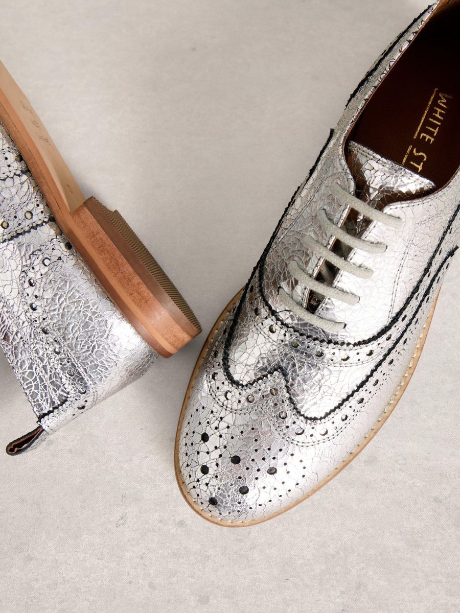 Metallic Oxford Brogue Lederschuhe
