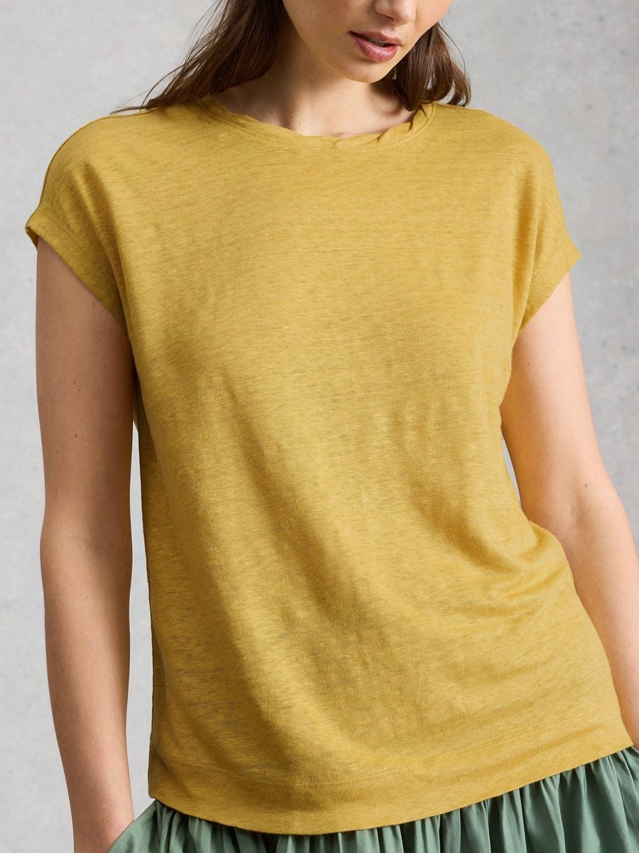 Leinen T-Shirt mit gerollten Ärmeln