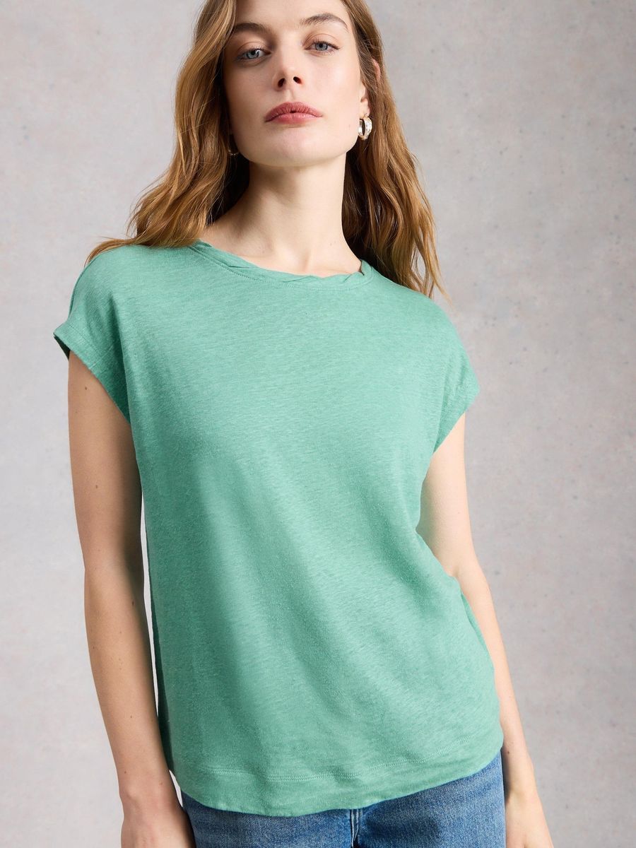 Leinen T-Shirt mit gerollten Ärmeln