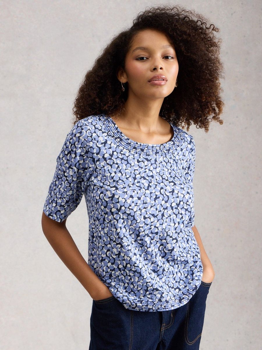 Bedrucktes Jersey-Top mit Webdetails