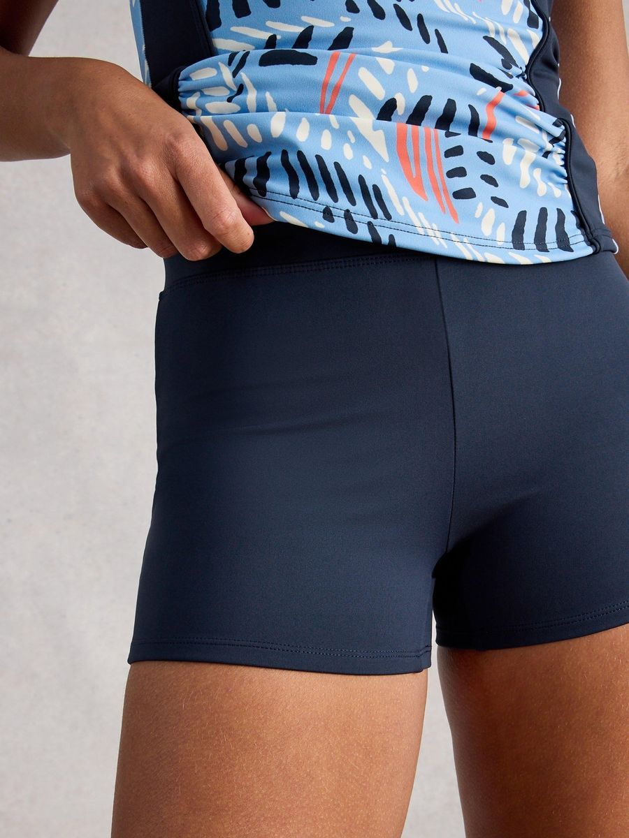 Einfarbige marineblaue Badeshorts Boyleg