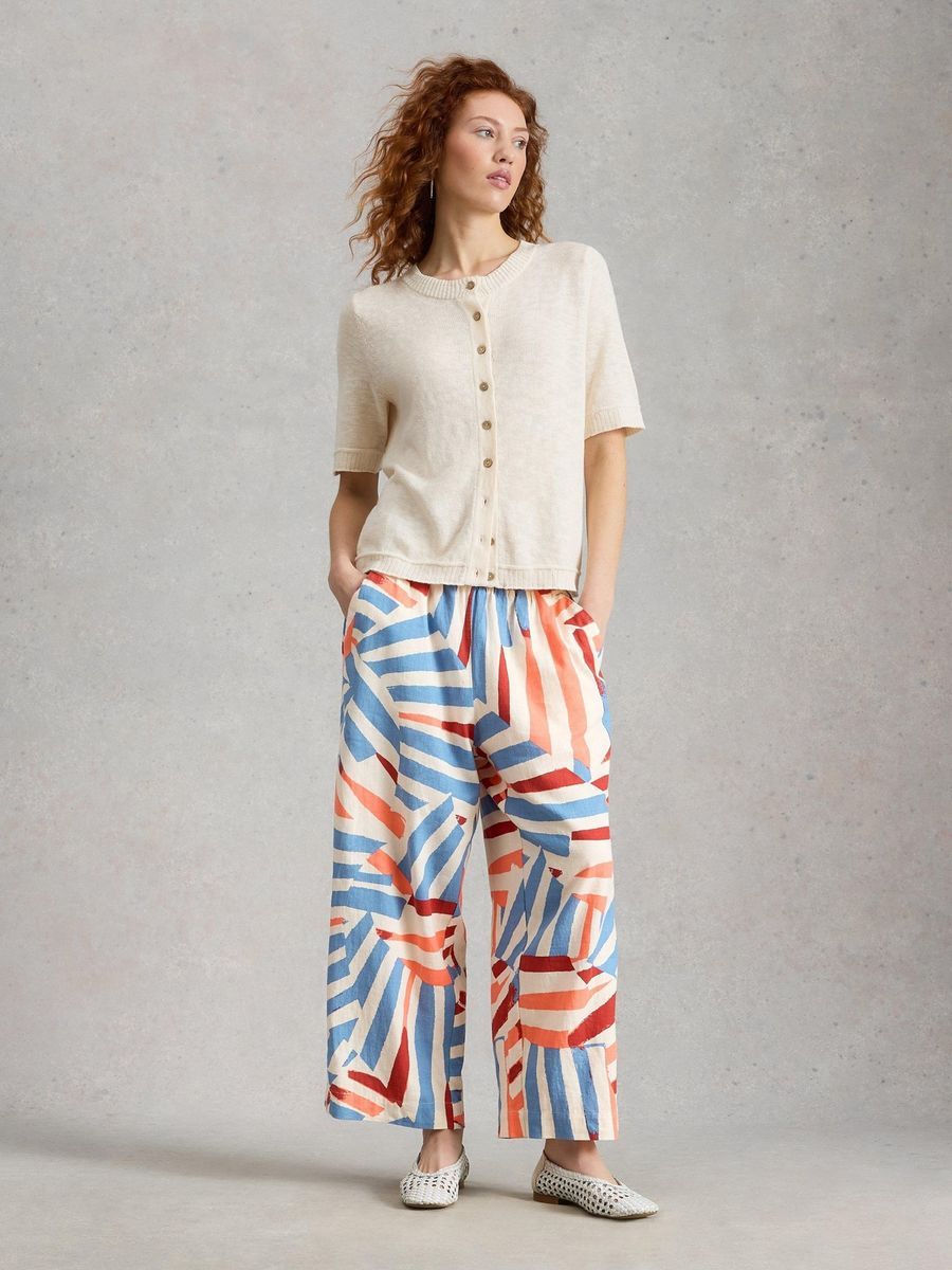 Bedruckte, weite Leinen-Culottes