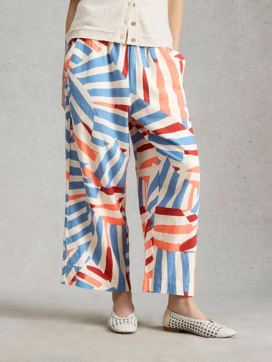 Bedruckte, weite Leinen-Culottes