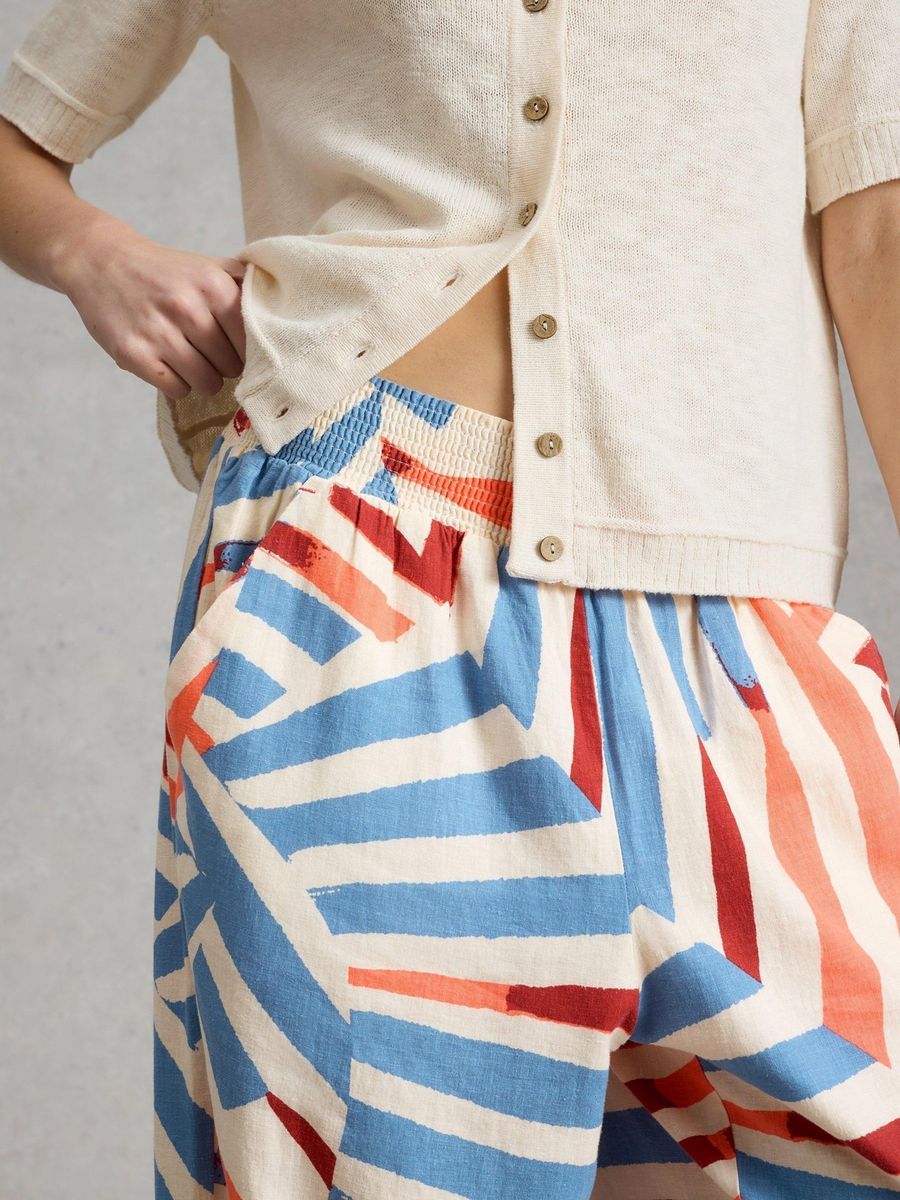 Bedruckte, weite Leinen-Culottes