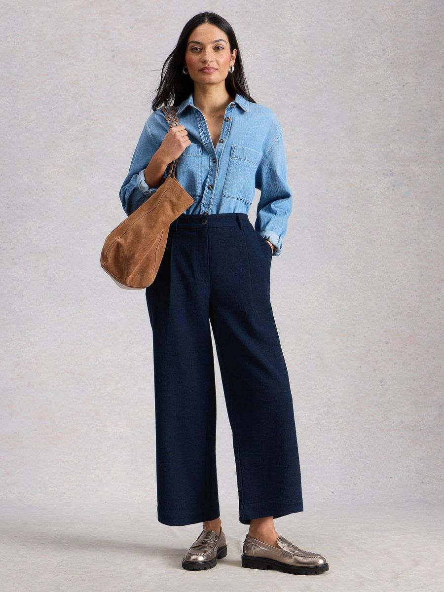 Tweedhose Belle mit weitem Bein in 7/8-Länge