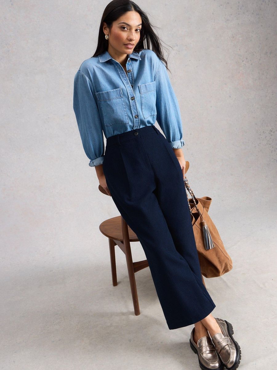 Tweedhose Belle mit weitem Bein in 7/8-Länge