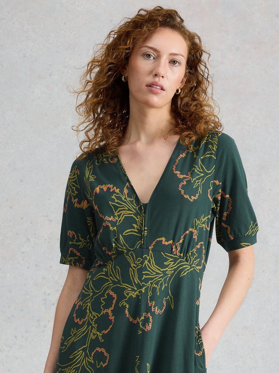 Jerseykleid mit Blumenmuster und langen Ärmeln