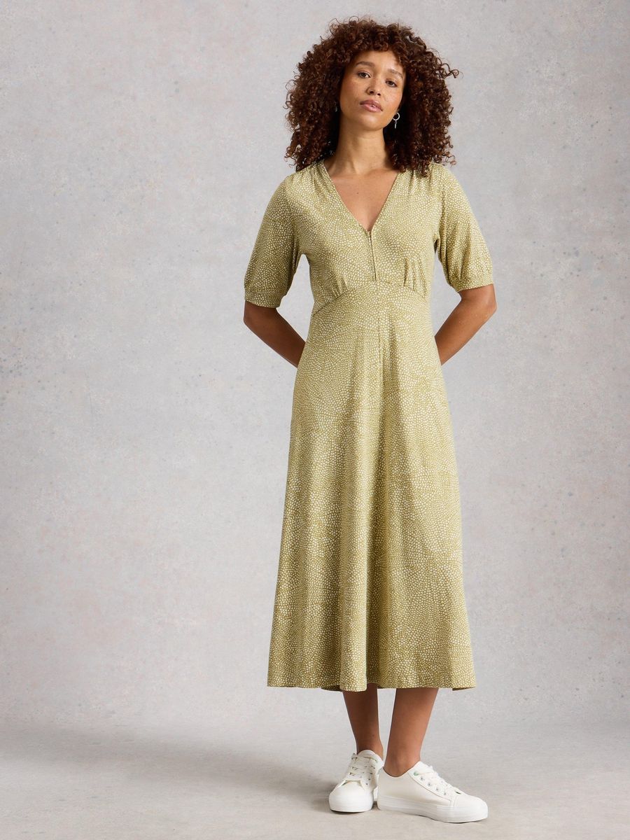 Jerseykleid mit Blumenmuster und langen Ärmeln