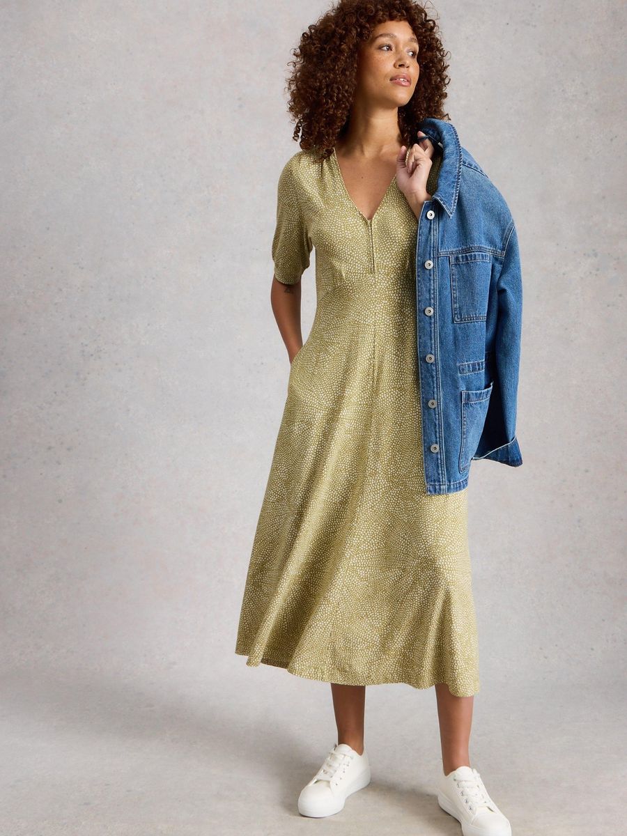 Jerseykleid mit Blumenmuster und langen Ärmeln
