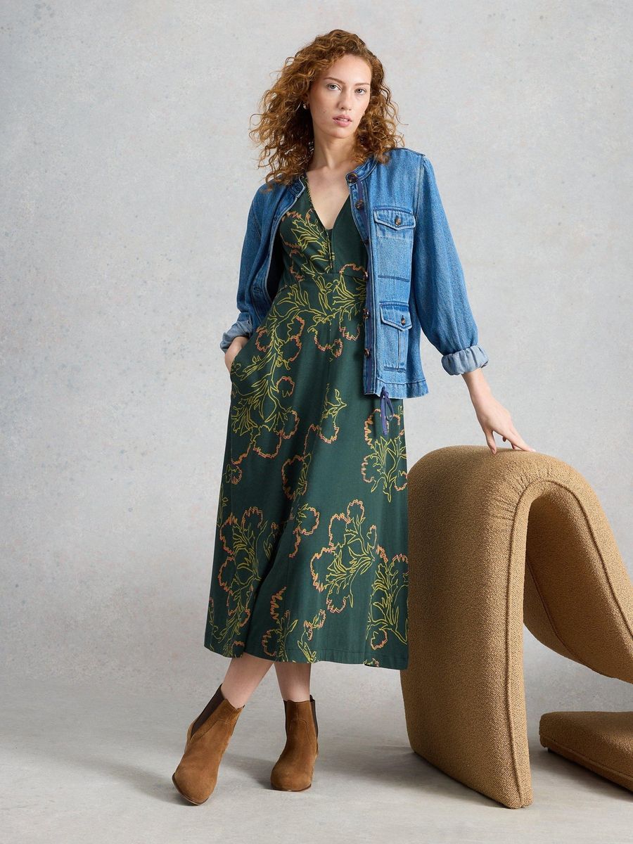 Jerseykleid mit Blumenmuster und langen Ärmeln