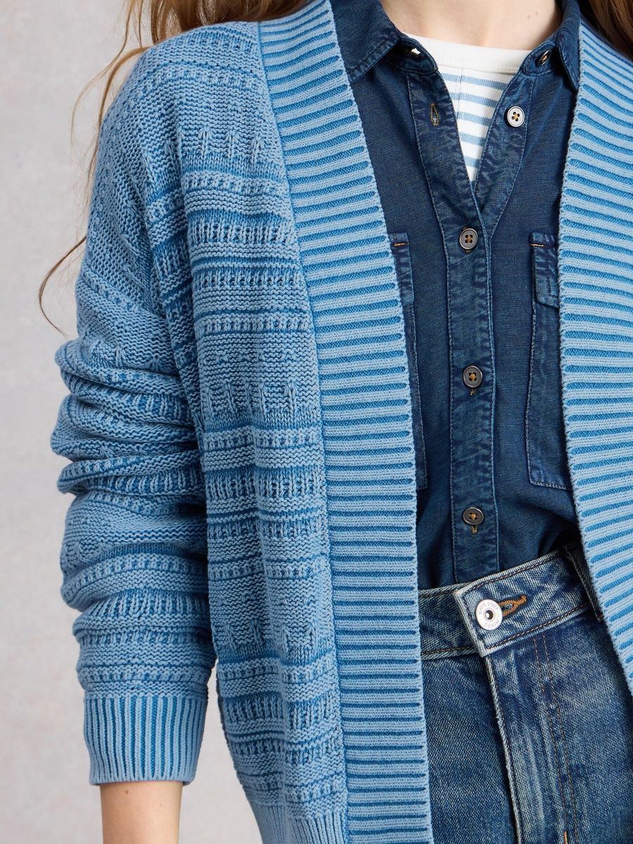 Texturierte Strickjacke mit offener Vorderseite