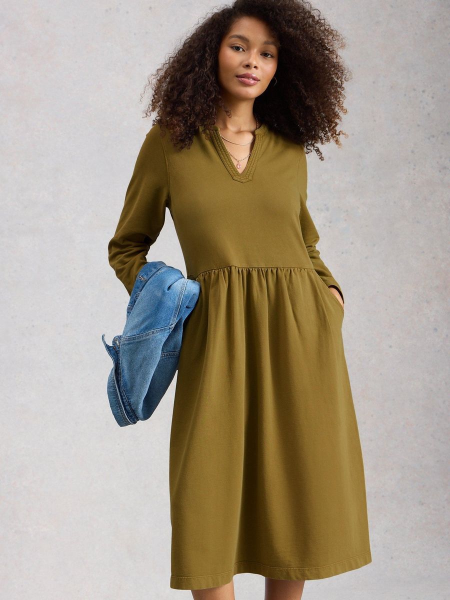 Lässiges Jersey-Midikleid mit Taschen