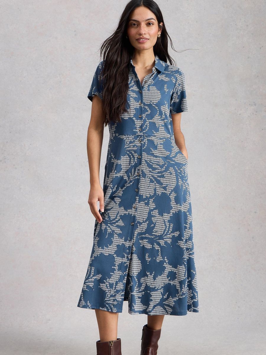 Jersey-Blusenkleid mit Blumenmuster