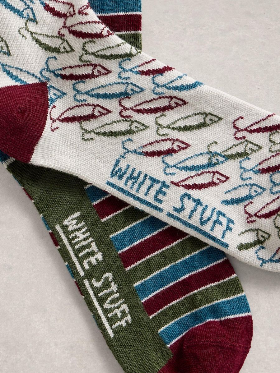 Gemusterte Fisch- und Streifensocken