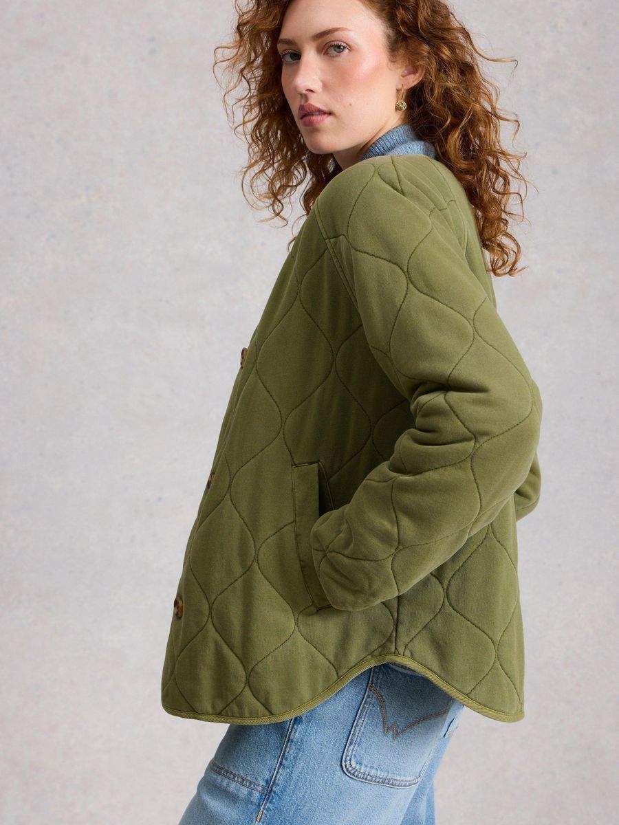Olivgrüne gesteppte Jerseyjacke
