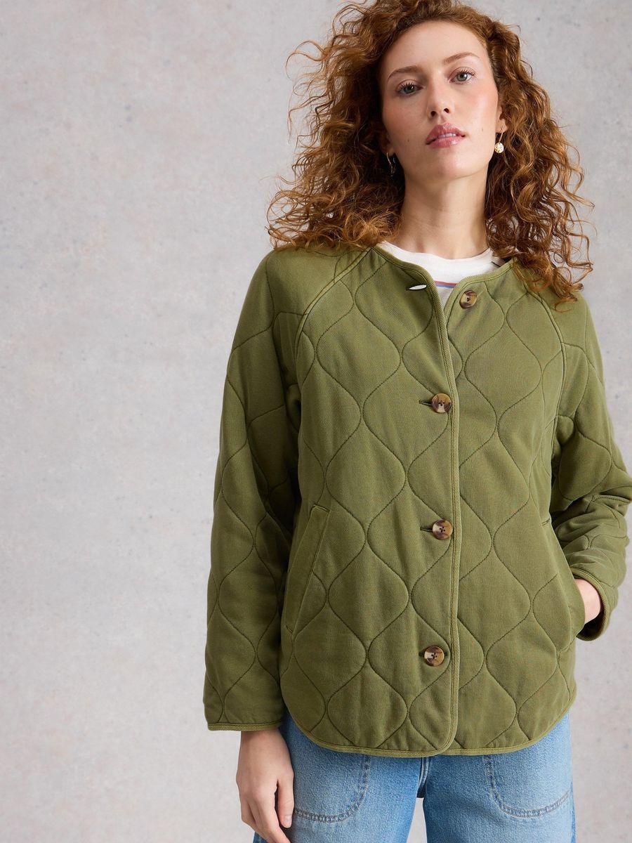 Olivgrüne gesteppte Jerseyjacke