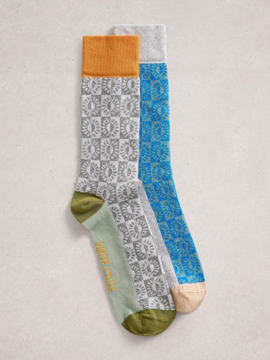 Gemusterte Socken aus Bio-Baumwollmischung Doppelpack