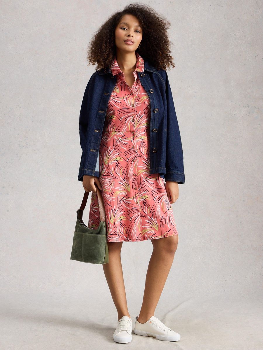 Jersey-Blusenkleid mit Print und Taschen