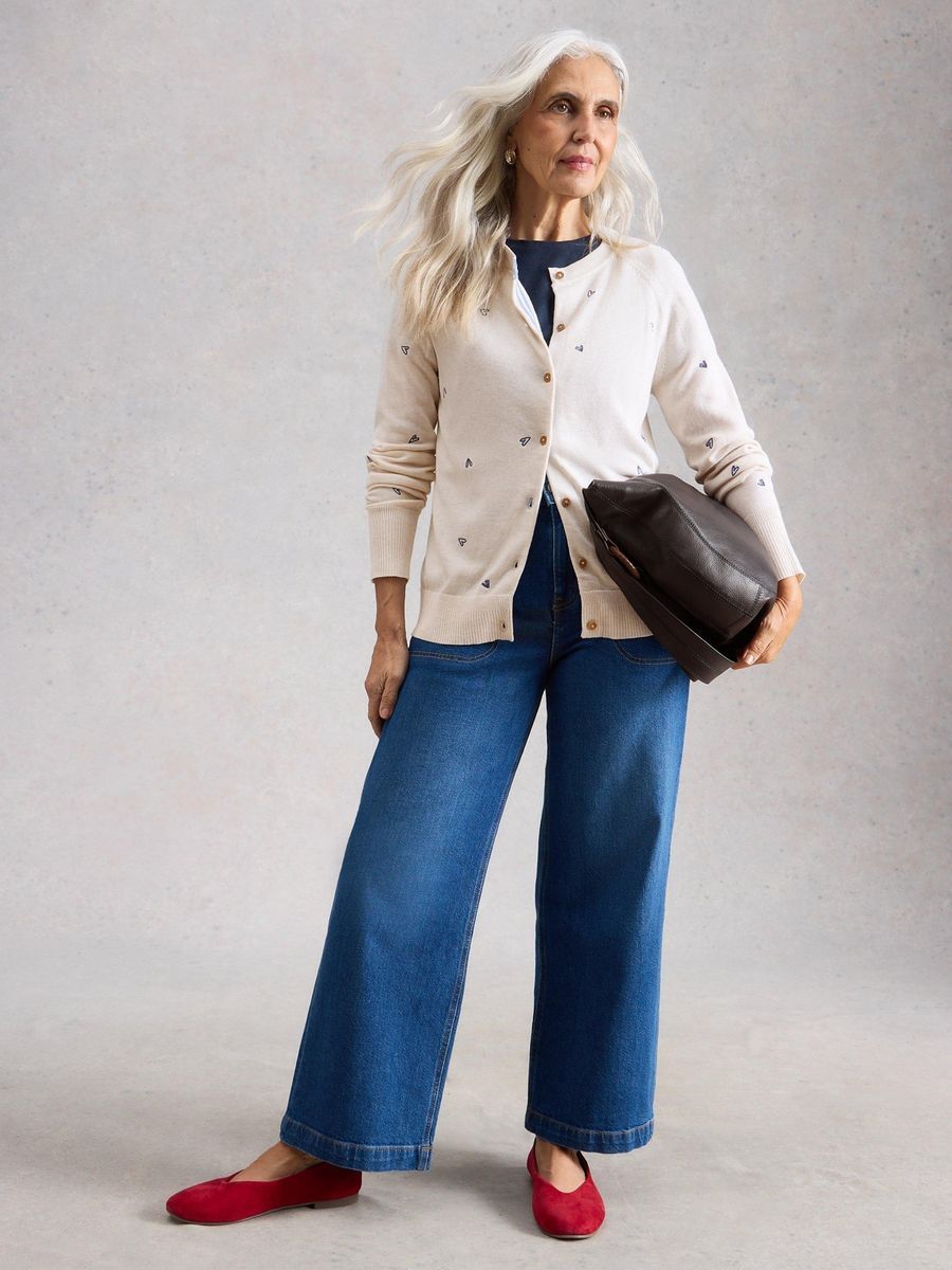 Bestickte Strickjacke aus Bio-Baumwolle