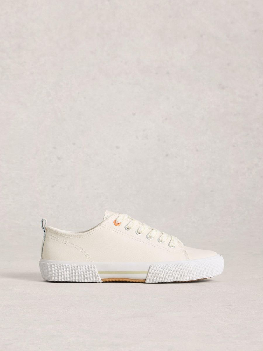 Off-White Leder-Look Schnürschuhe