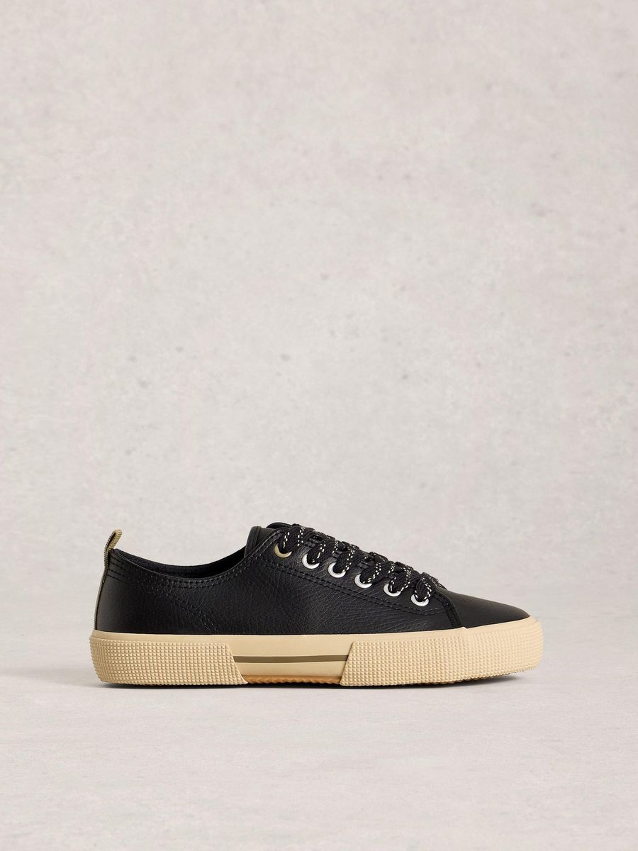 Off-White Leder-Look Schnürschuhe