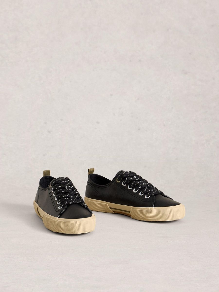 Off-White Leder-Look Schnürschuhe