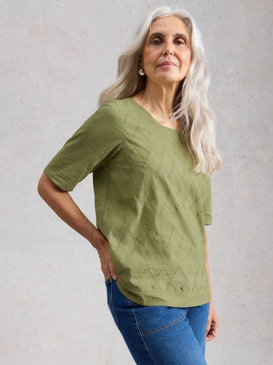 Besticktes Bio-Baumwoll-T-Shirt