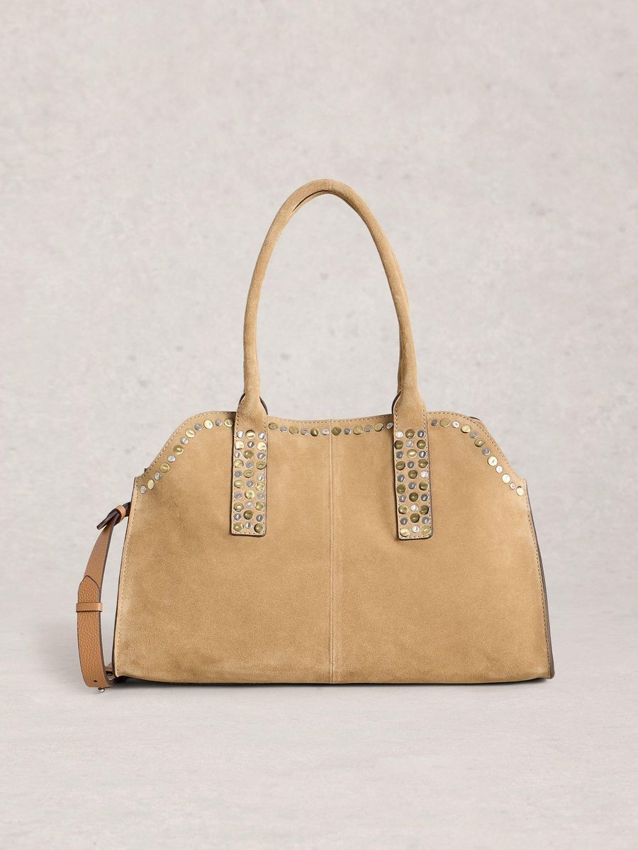 Bowlingtasche aus Wildleder mit Nieten