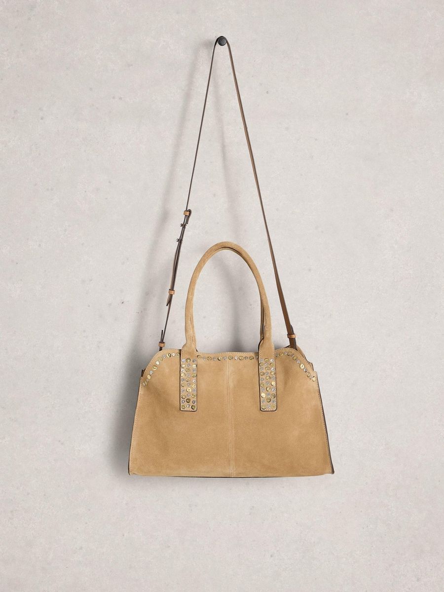 Bowlingtasche aus Wildleder mit Nieten