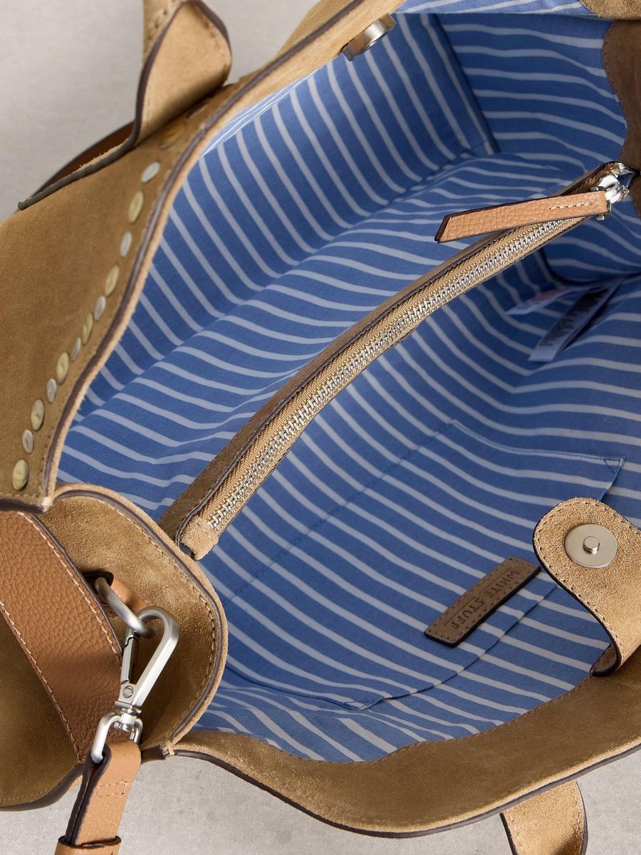 Bowlingtasche aus Wildleder mit Nieten