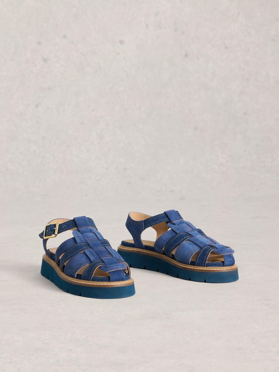 Plateausandalen mit Denim-Riemchen