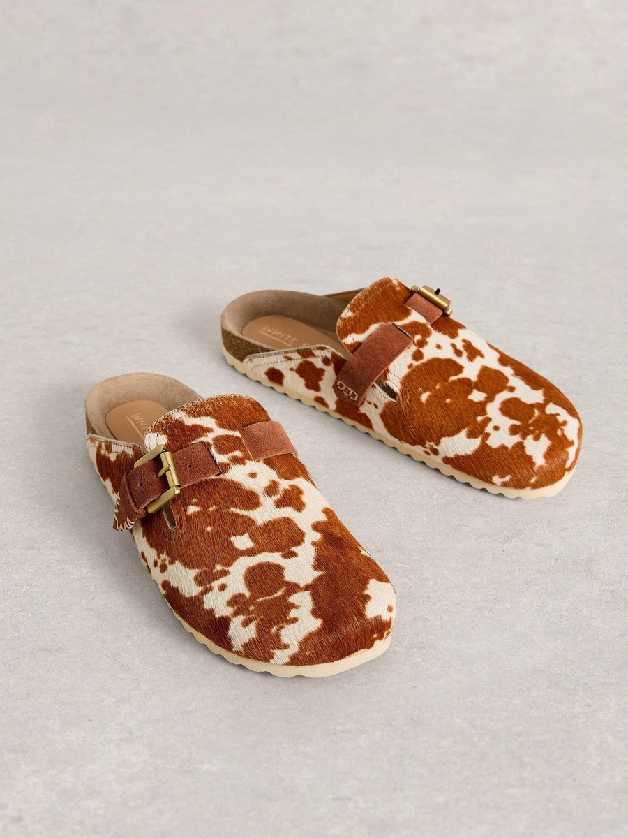 Myrtle Clogs mit Kuhfellmuster