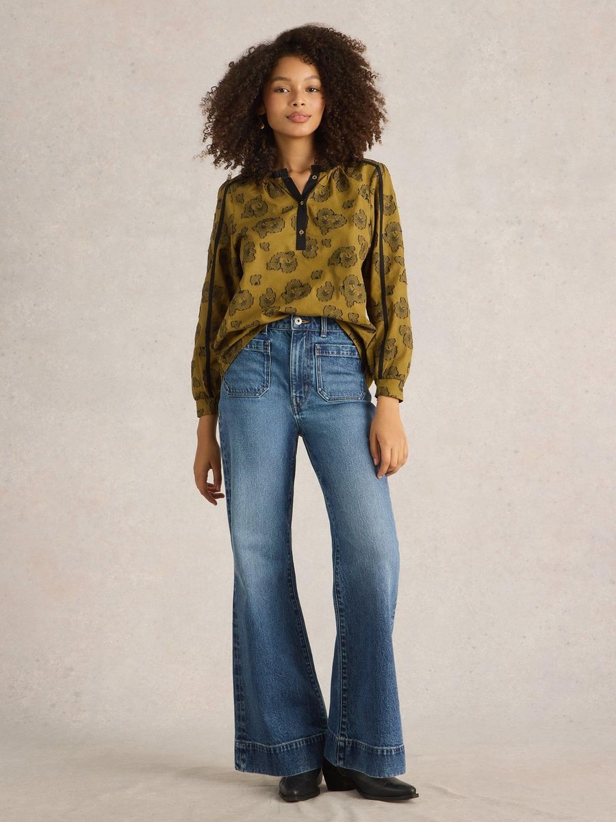 Schlaghose aus Denim mit Taschen