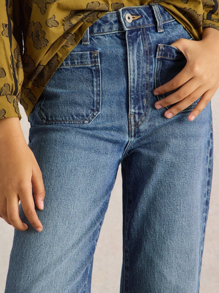 Schlaghose aus Denim mit Taschen