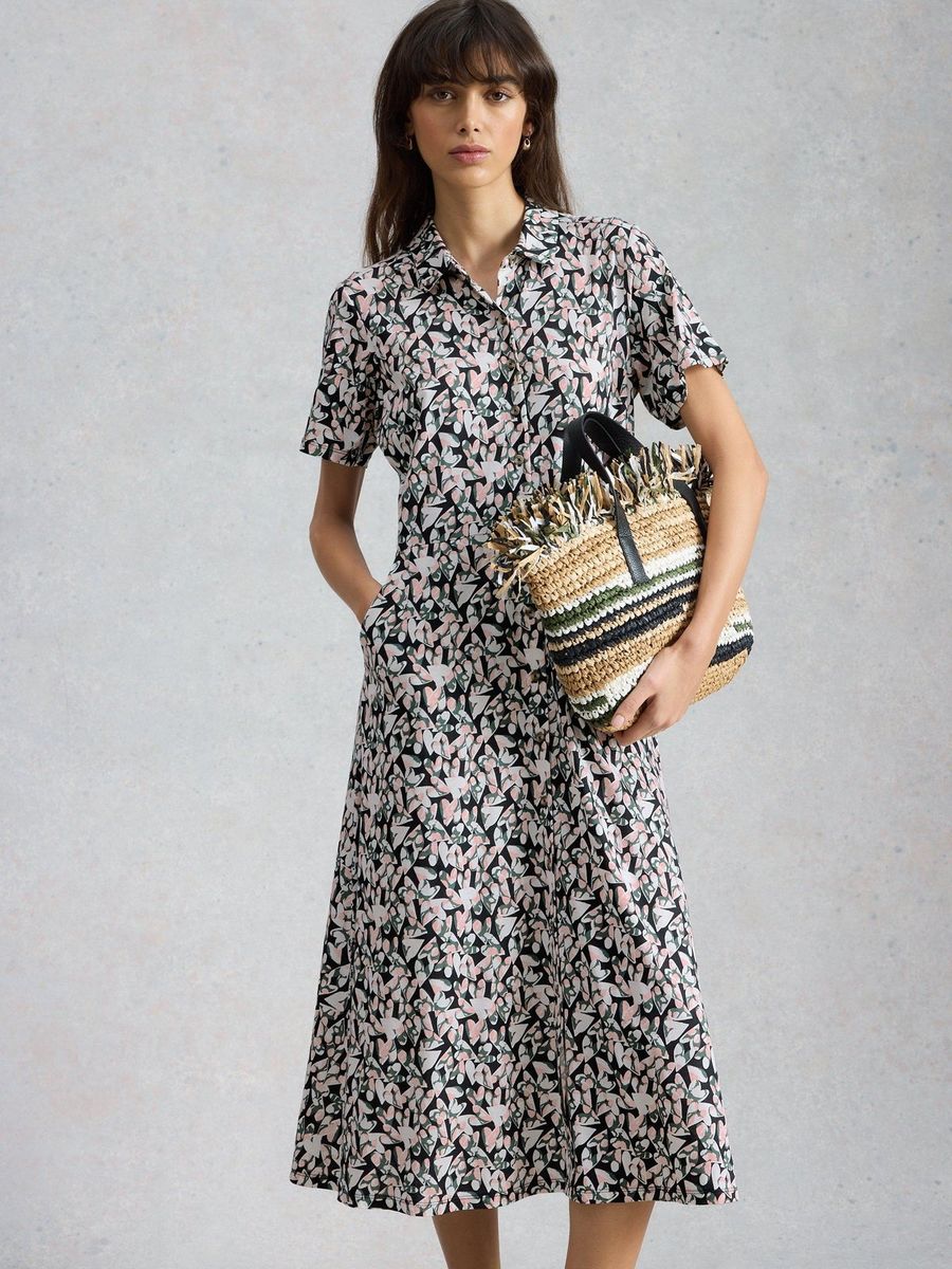 Gemustertes Jersey-Hemdblusenkleid