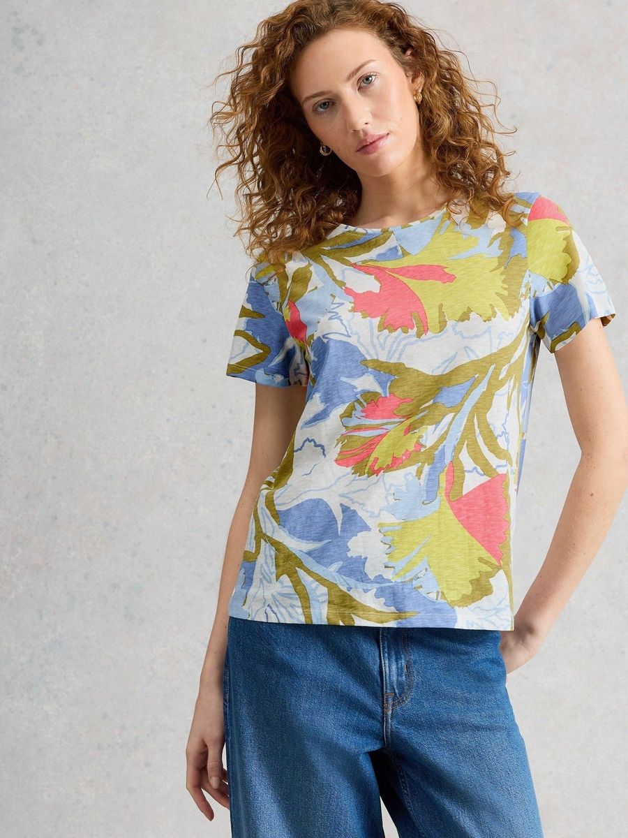 T-Shirt mit künstlerischem Blumenmuster
