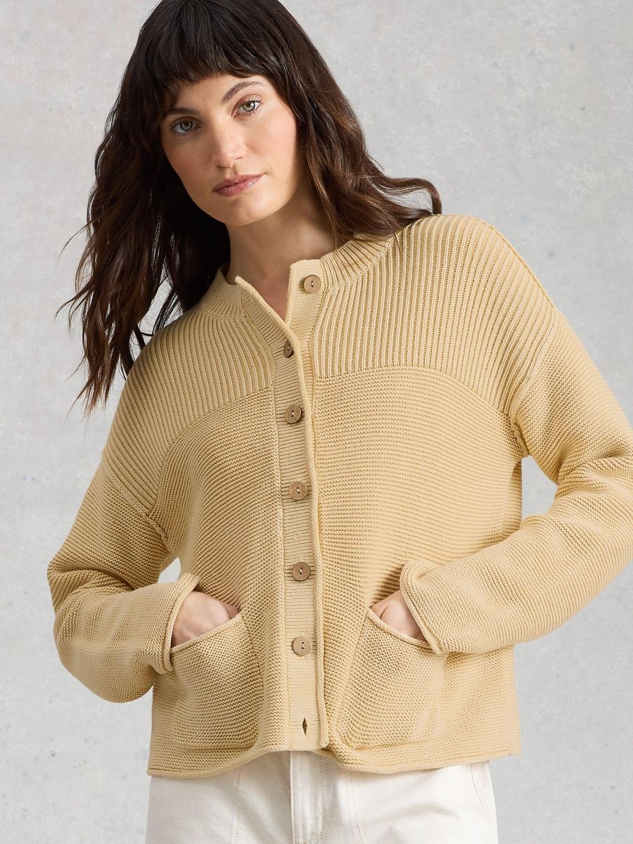 Gewaschene Strickjacke aus Bio-Baumwolle mit Taschen