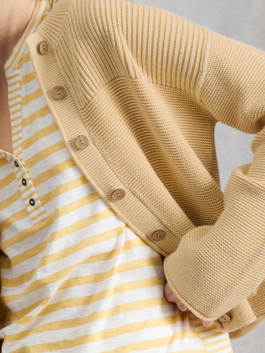 Gewaschene Strickjacke aus Bio-Baumwolle mit Taschen