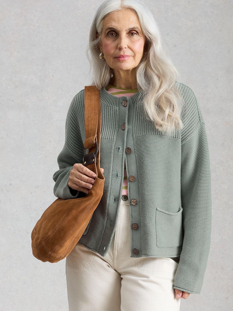 Gewaschene Strickjacke aus Bio-Baumwolle mit Taschen