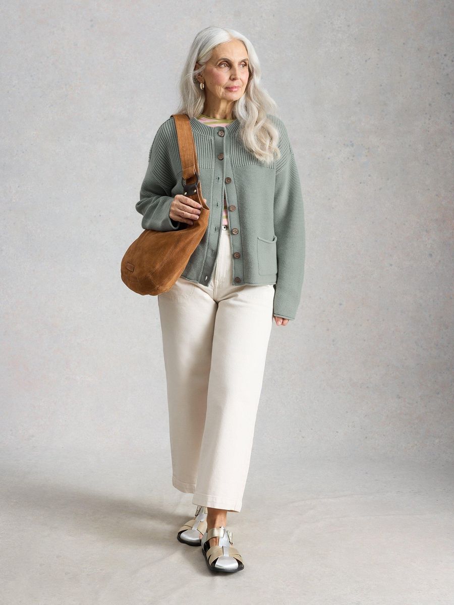 Gewaschene Strickjacke aus Bio-Baumwolle mit Taschen
