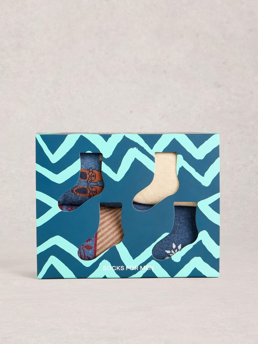 Gemusterter Socken-Viererpack aus Baumwollmischung