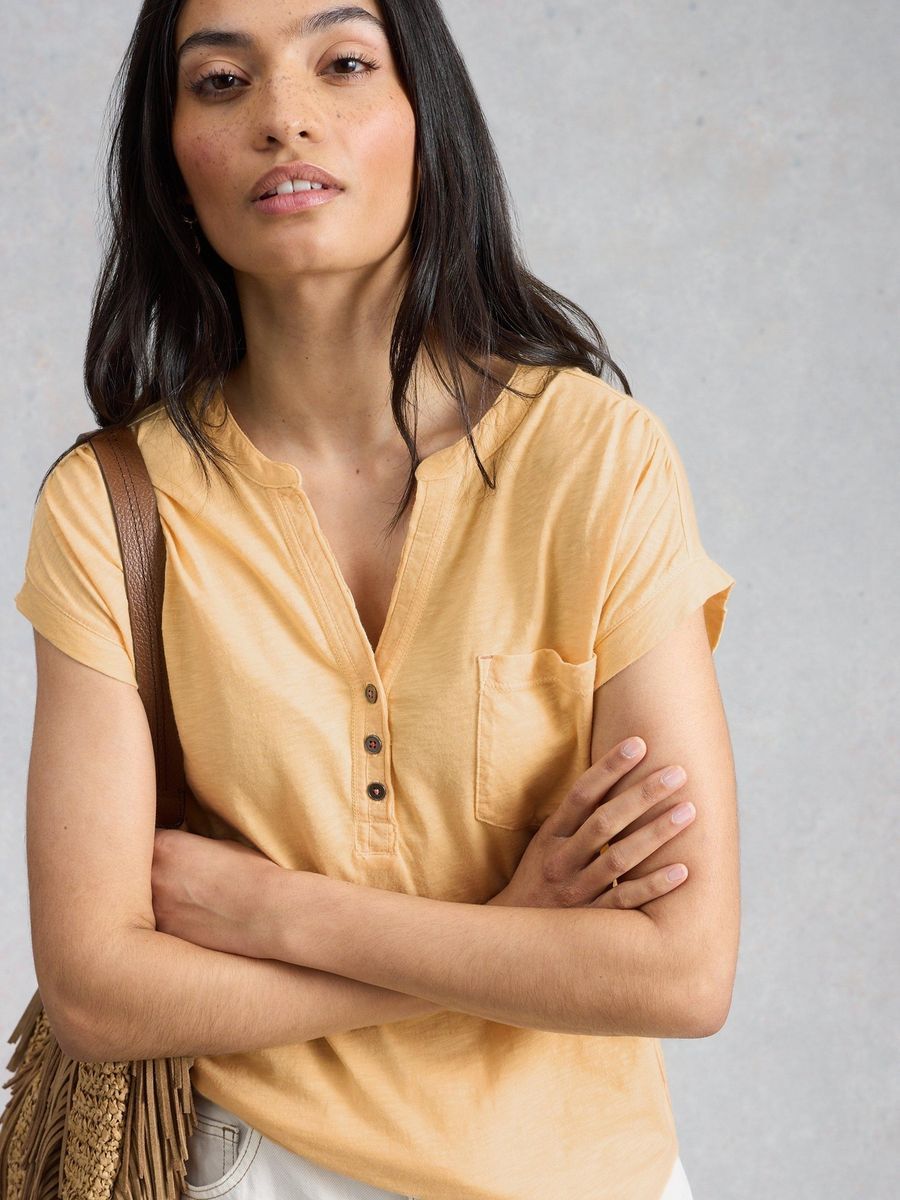 Lässiges Baumwolljersey-Top mit Knopfleiste
